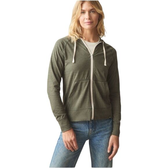 American Giant Lightweight Hoodie Womens Medium Green Forest Night Full Zip USA - Picture 2 of 11